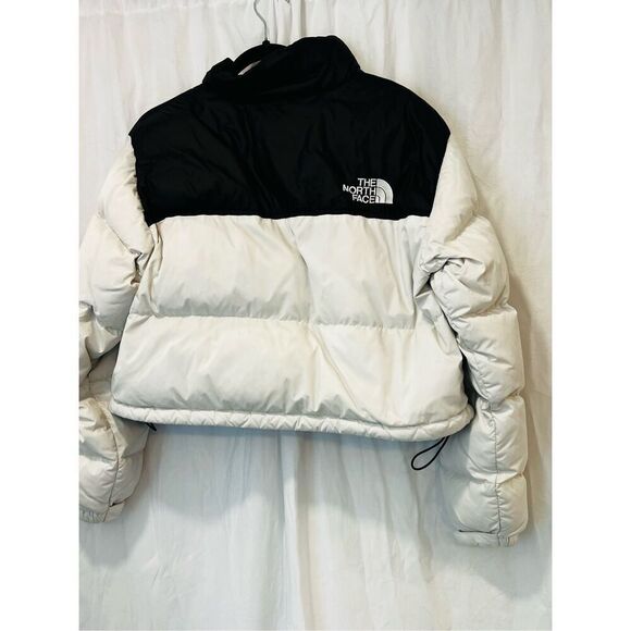 The North Face Women's Black Cream Full Zip Retro Nuptse Short Jacket Large NWOT - Picture 8 of 14